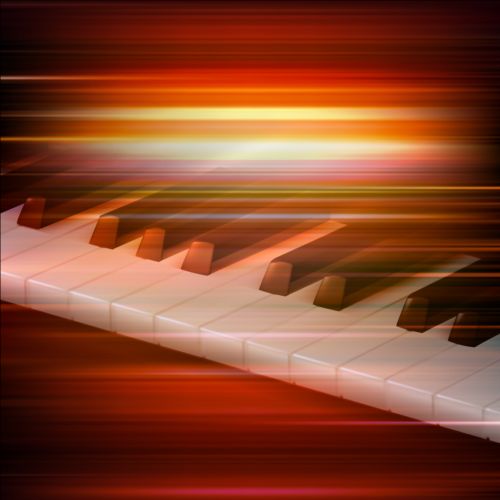 Abstract music background with grand piano vector 02  