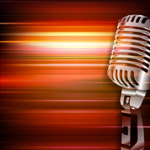 Abstract music background with microphone vector  