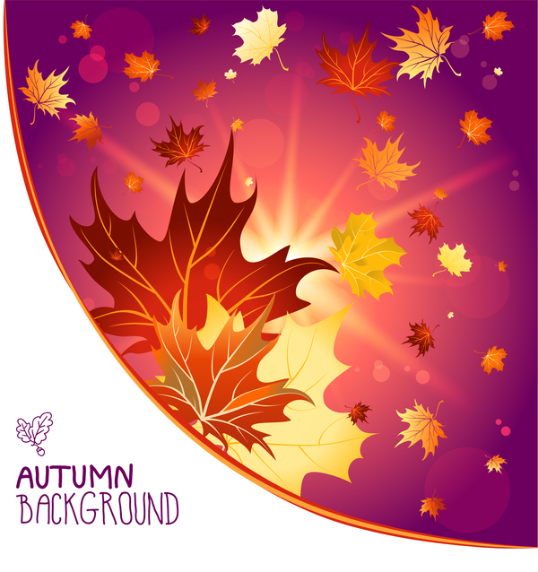 Herbst laeves mit Sonnenlichthintergrundvektor 01  