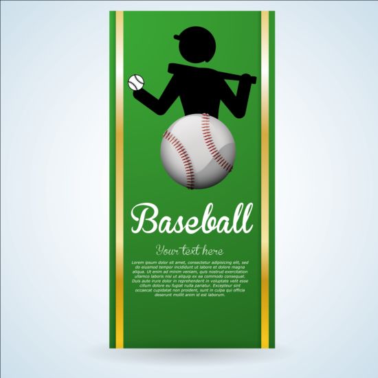 Baseball green banner with people silhouette vectors set 13  