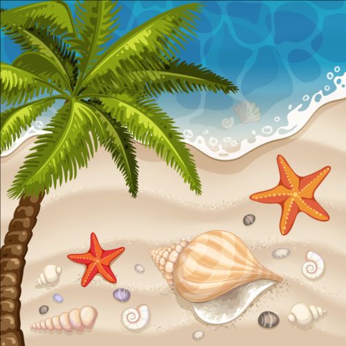 Beach with sea and summer holiday background 04  