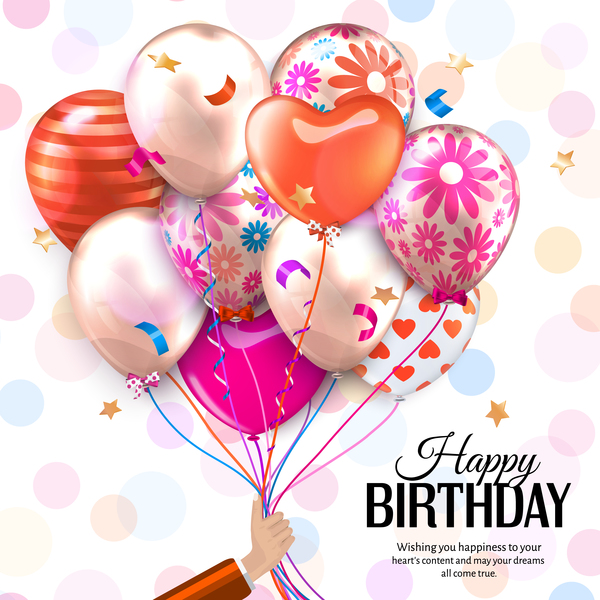 Beautiful balloons with birthday background vector  