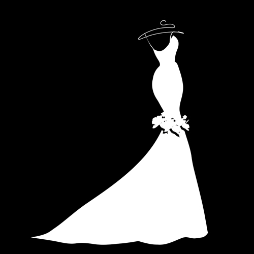 Beautiful wedding dress silhouette design vector 01  