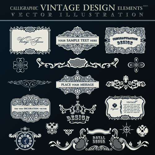 Calligraphic decor vintage elements vector 04  