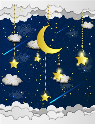 Cartoon good night background vector 03  