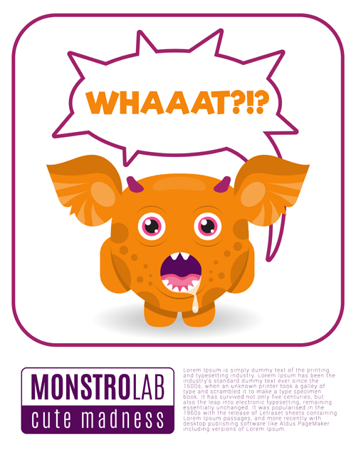 Cartoon madness monster with text box vector 02  