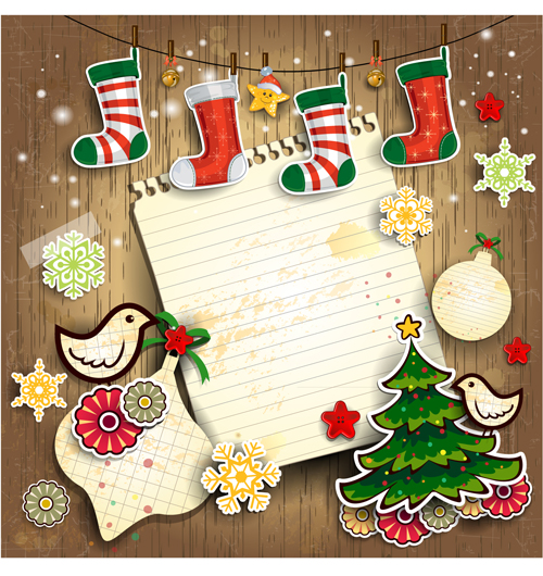 Christmas cute greeting cards design vector 06  