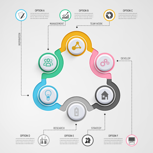 Circular business infographics creative vectors template 04  