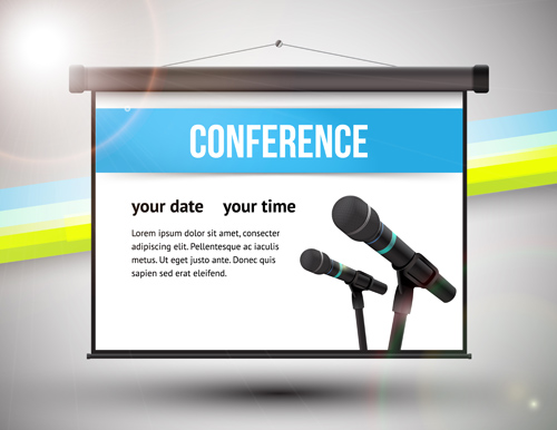 Conference microphones business template vector 02  