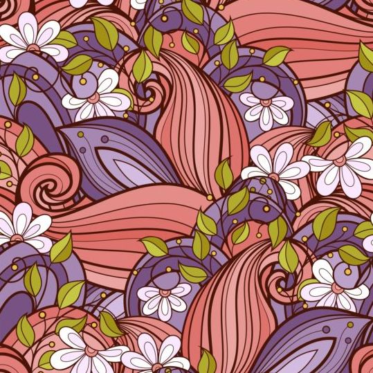 Contorno floreale vettoriale seamless pattern 04  
