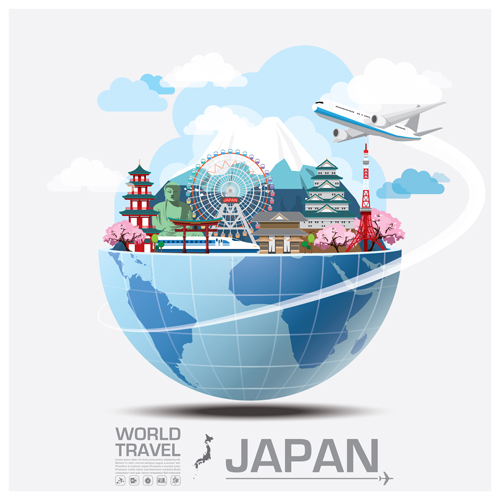 Creative world travel vectors template 01  