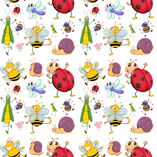 Cute animal pattern cartoon vector 01  