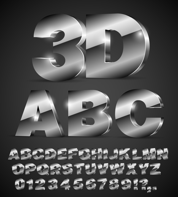 Dark 3D font gradient vector material  