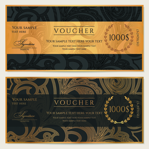 Exquisite vouchers template design vector set 04  