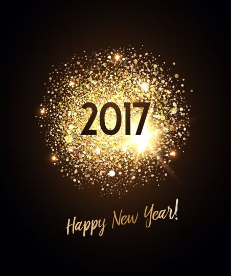 Glitterning gold 2017 new year background vector  