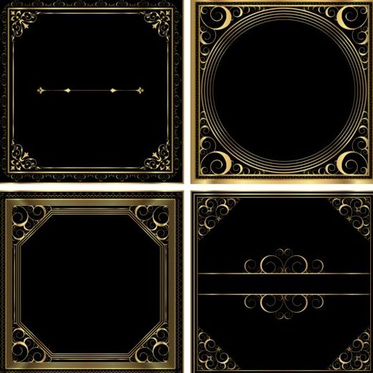 Gouden scroll frames Vector materiaal  