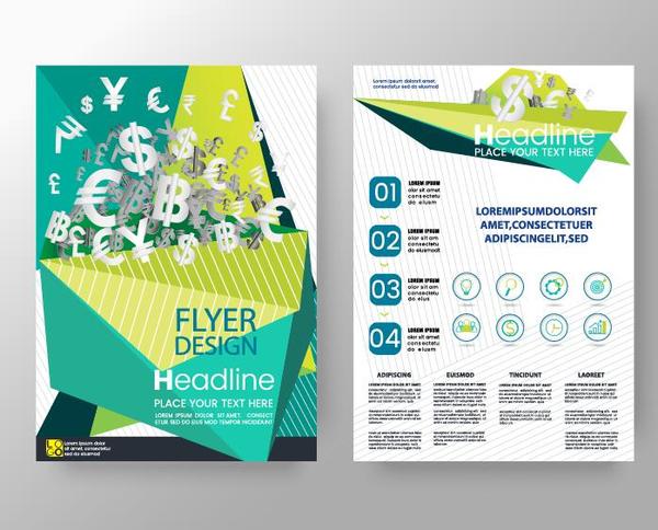 Green business flyer vector template 05  