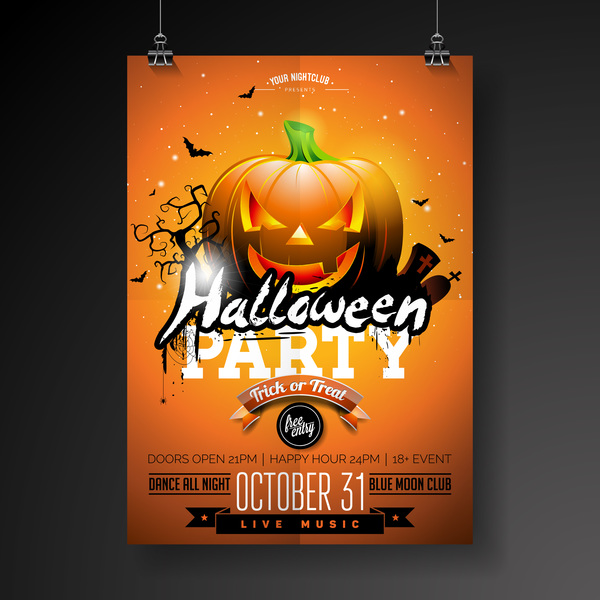 Flyer Halloween avec le modèle de couverture de l'affiche vecteur 07  