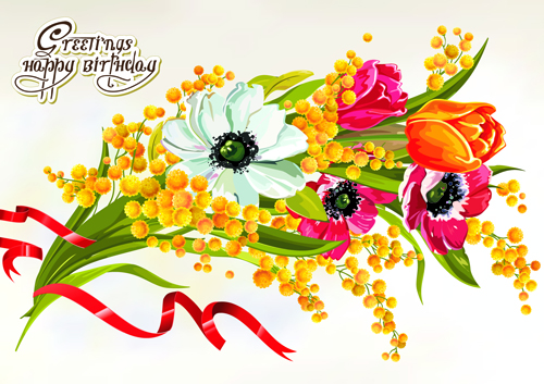Happy birthday flowers greeting cards 03  