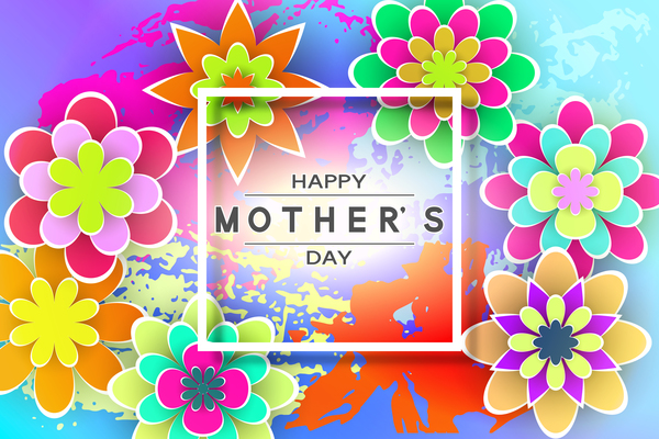 Glückliche Mutter Tag Blume Karten Vektoren set 02  