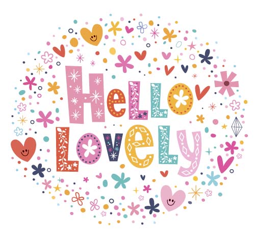 Hello lovely wordart vector design 02  