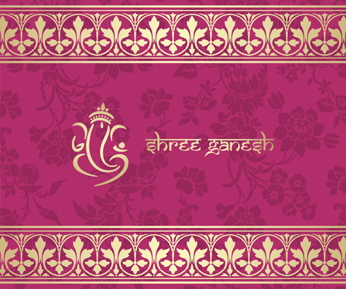 Indian floral ornament with pink background vector 10  