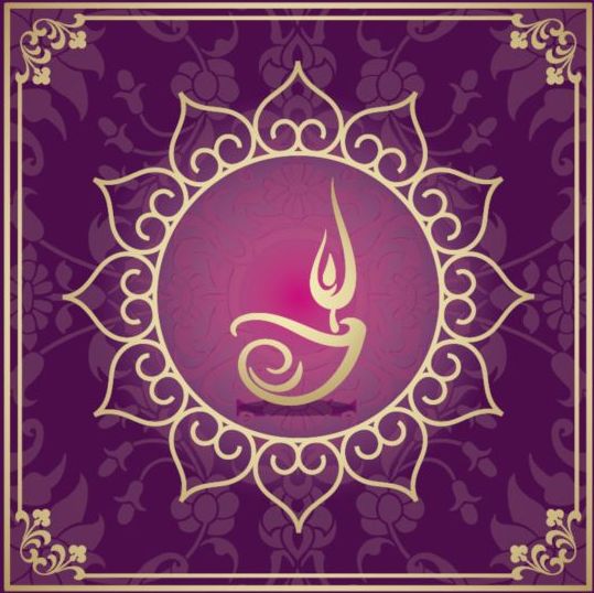 Индийский стиль цветочный фиолетовый фон вектор 10  