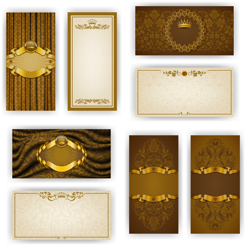 Luxury holiday greeting cards vector set 01  