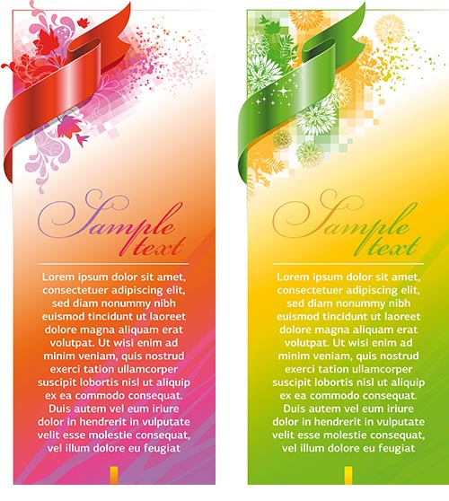Ornate vertical banner with ribbon vector 01  