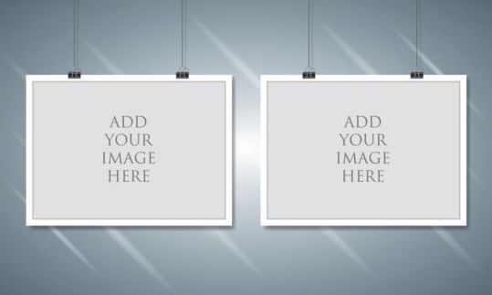 Paper mockup hanging with paper clip vectors 05  