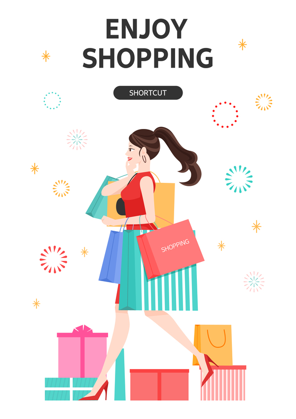 People shopping fashion background vector 01  