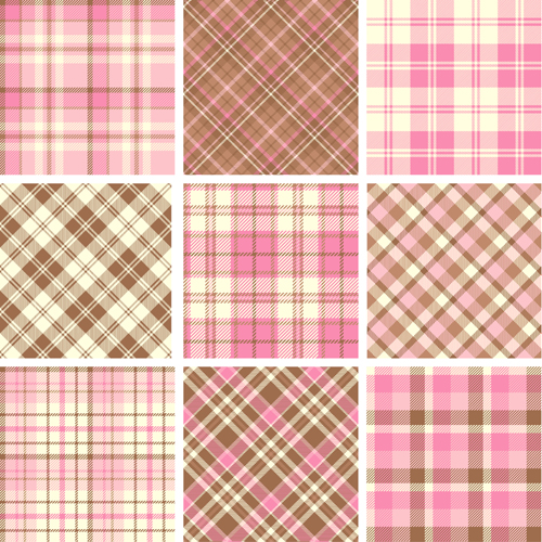 Plaid fabric patterns seamless vector 21  