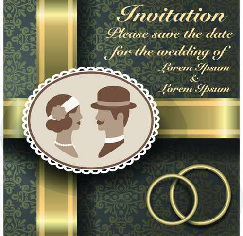 Qrnate floral pattern wedding invitations vector 01  