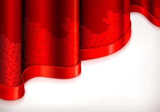 Röd gardin med dekorativ tejp vektor 01  