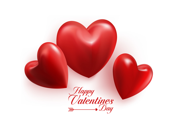 Red heart valentine cards with white background vector 03  