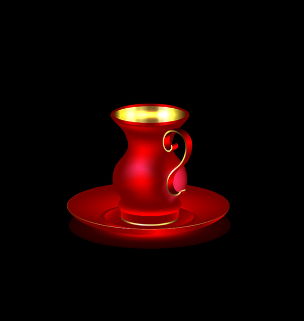 Red with golden coffee cup vector  