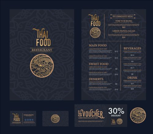 Restaurant menu with cards vector design 12  