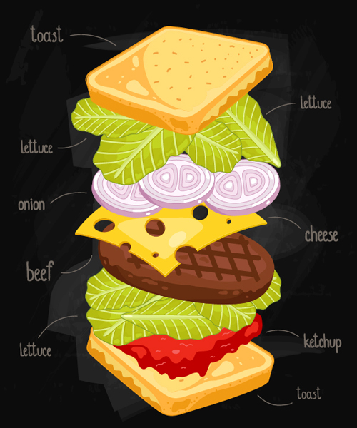 Sandwich Ingredients design vector 04  