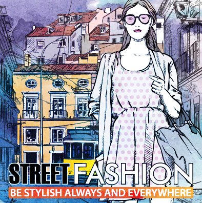 Street stylish everywhere hand drawing background vector 24  