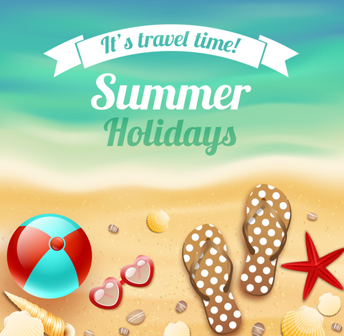 Summer beach vacation background art vector 03  