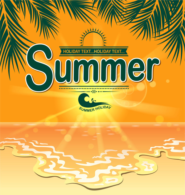 Sommerurlaub am Strand Poster-Vektor-Design 04  