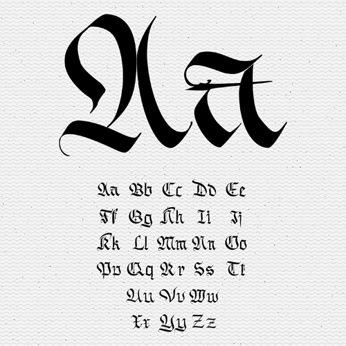 Tattoo alphabets vintage styles vector  