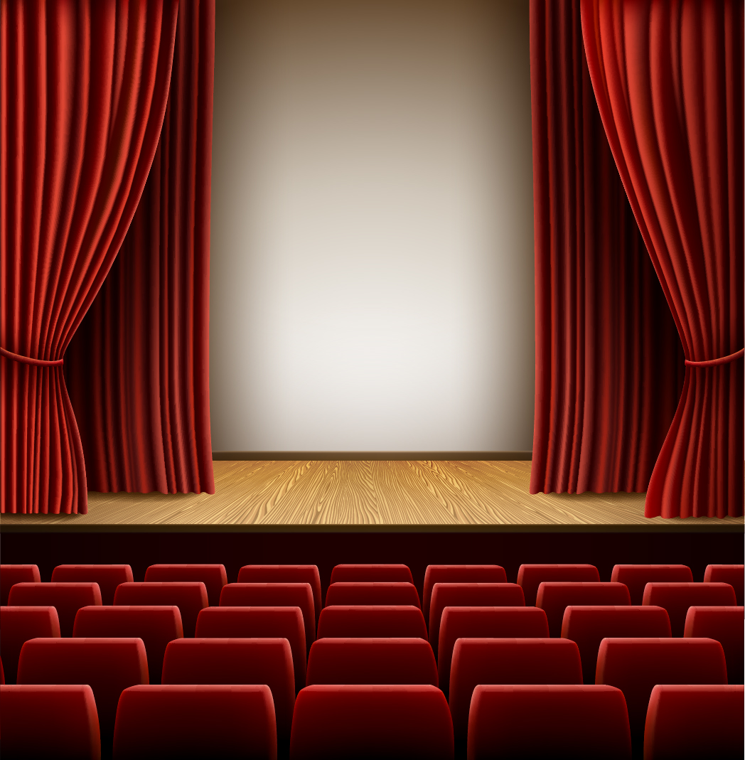 Theater hall red style design vector 03  