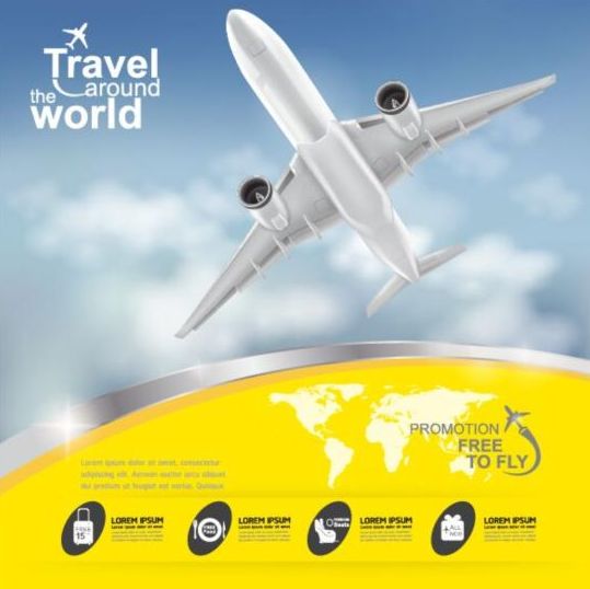 Reisen rund um die Welt mit Poster-Design-Vektor 02  