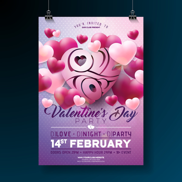 Valentine flyer and brochure cover template vectors set 15  
