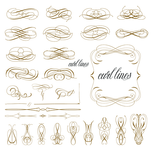 Vector retro calligraphic elements material set 06  