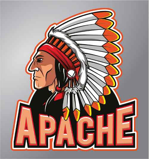 Vintage apache logo vector material 02  