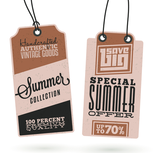 Vintage cardboard summer discount tags vector 05  
