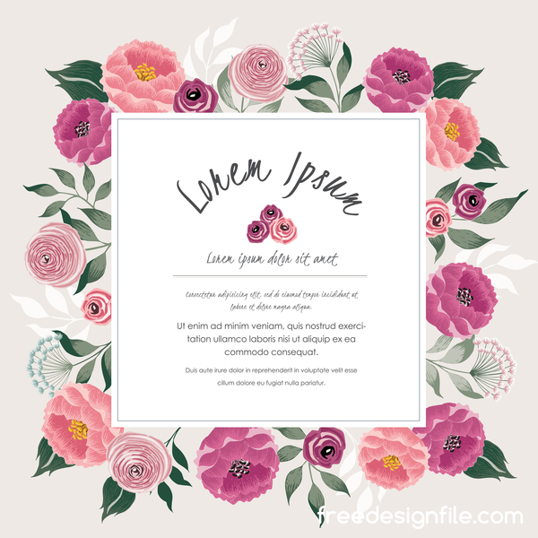 Vintage flower with greeting card for your text design vector 07  