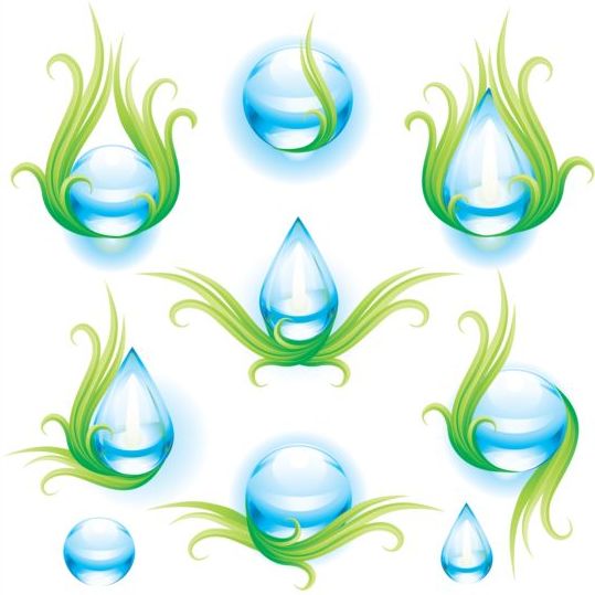 물,와, 녹색, eco 벡터 일러스트  